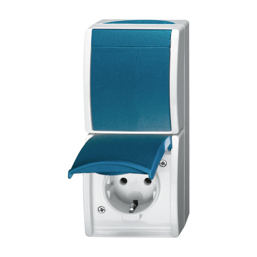 Busch-Jaeger ocean® Kombi-Wechselschalter/Steckdose AP grau-blaugrün
