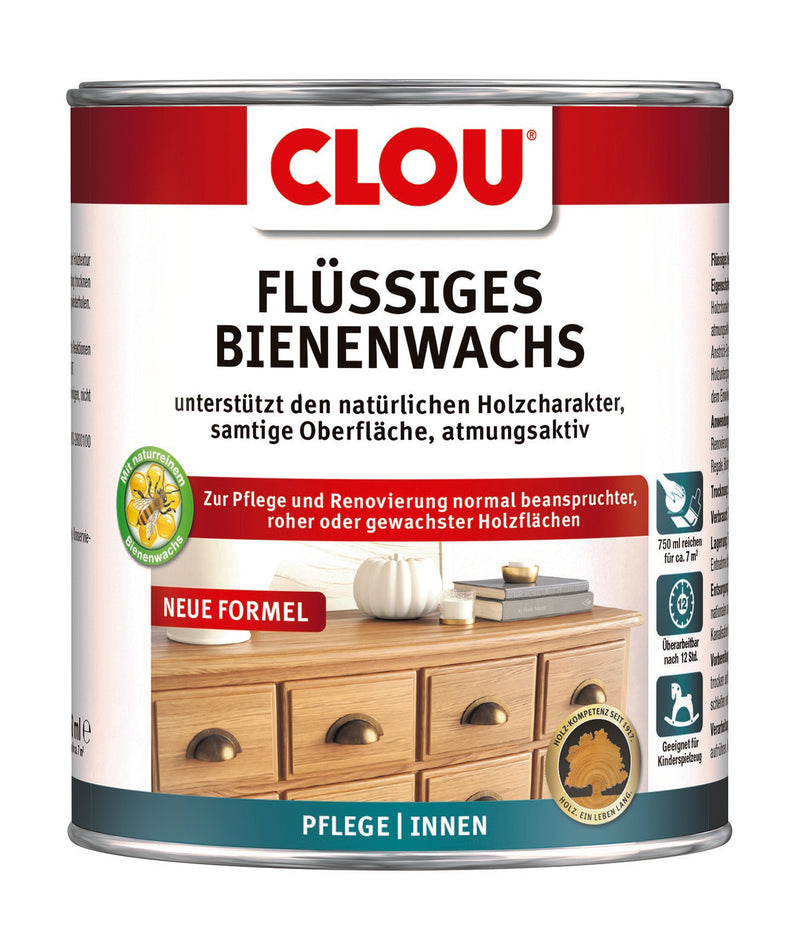 CLOU flüssiges Bienenwachs, lösemittelfrei, für Holz innen 0,750 l