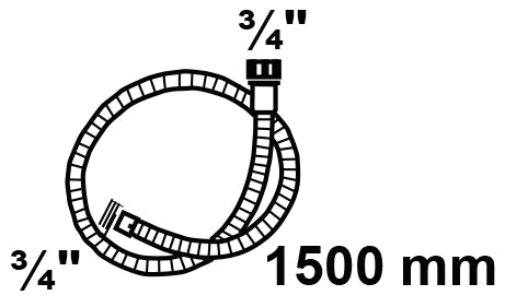 Schütte WAS Zulaufschlauch-Verlängerung 3/4" AG x 1,5 m x 3/4" IG, grau