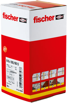 fischer Nageldübel N 8x100/60 S mit Senkkopf, Nylon/galv. verzinkt