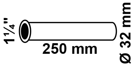 Schütte Tauchrohr aus verchromtem Rohr, 1 1/4" x 32 mm x 250 mm