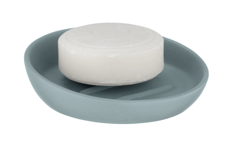 WENKO Badi Seifenablage Keramik blaugrau, Ø 11,5 cm / H 3 cm