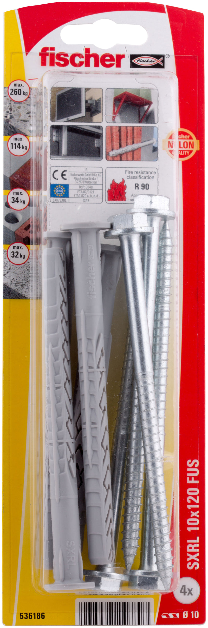 fischer Langschaftdübel K (Nylon, 4 Stück)