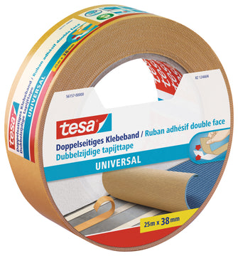 tesa Verlegeband Standard, doppelseitig klebend, weiß, 38 mm x 25 m