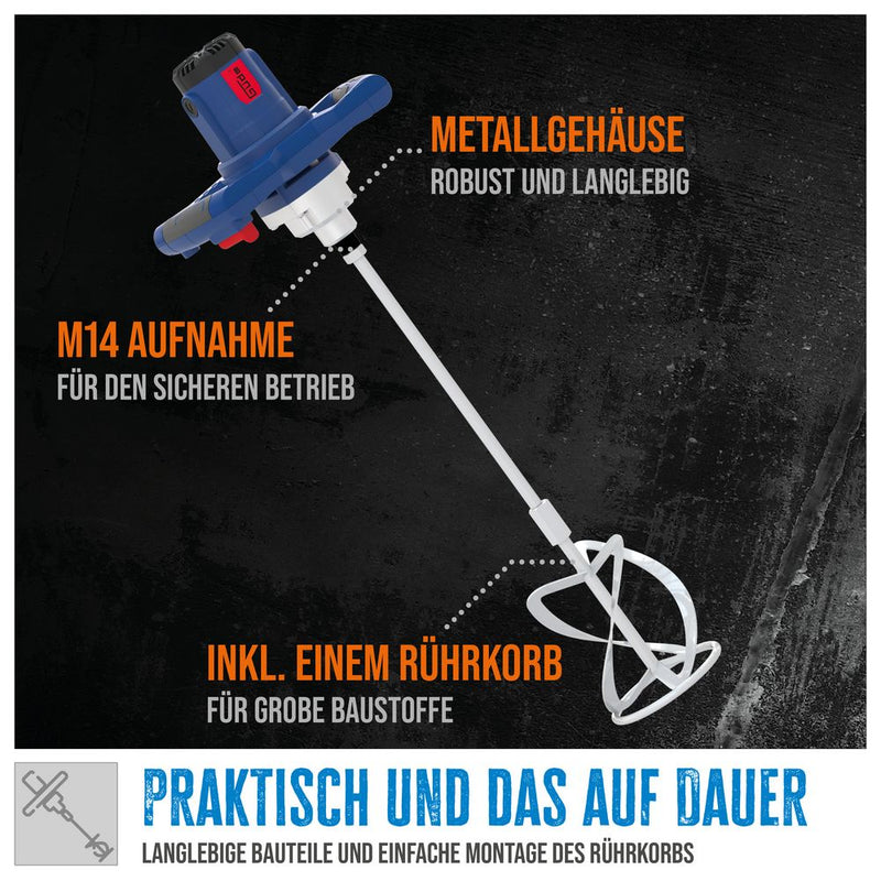 Güde Rührwerk GRW 1414.1 für Mörtel, 1400 W und 65 l Mischvolumen