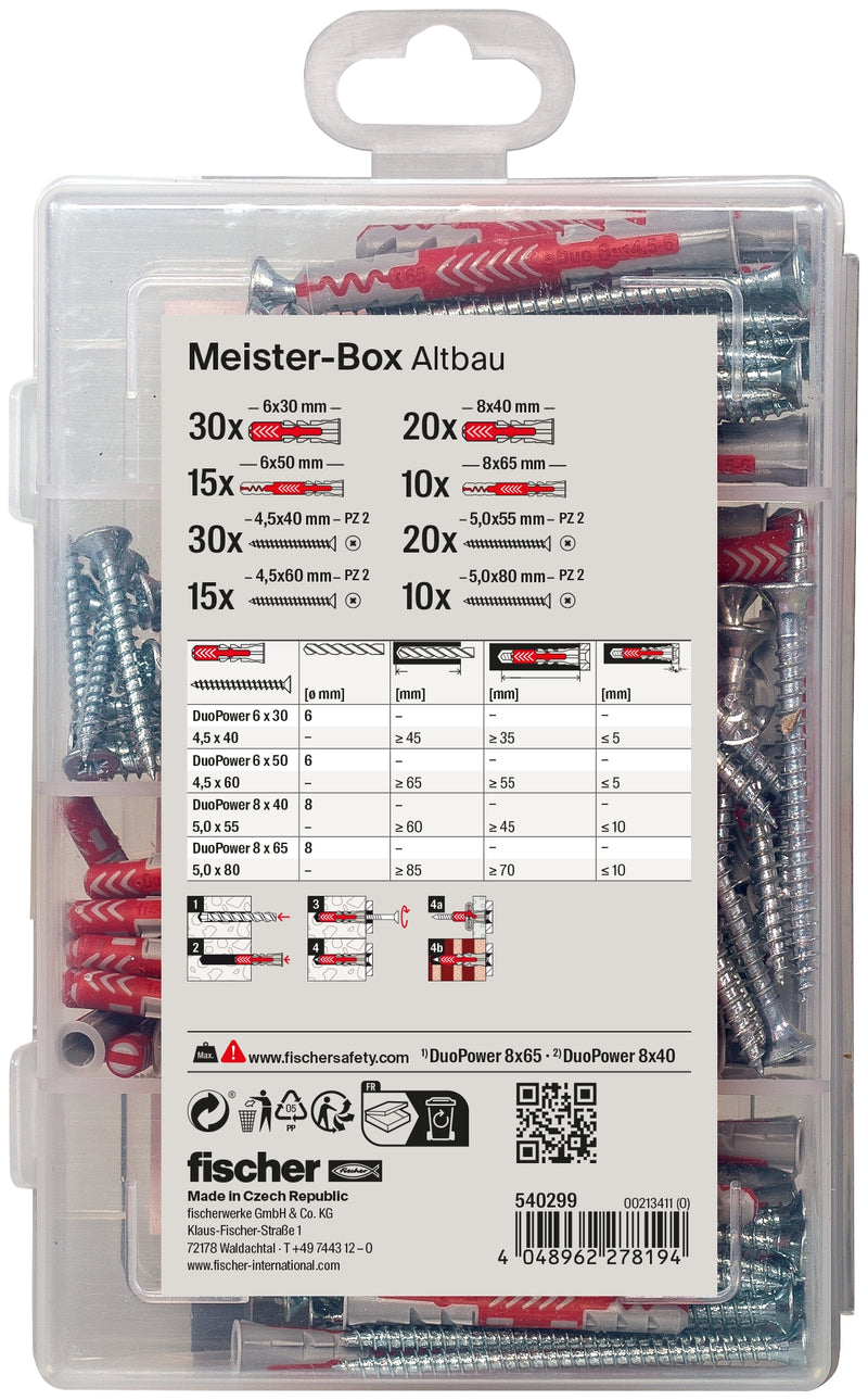 fischer Meister-Box DuoPower Altbau + S Set, 150-tlg