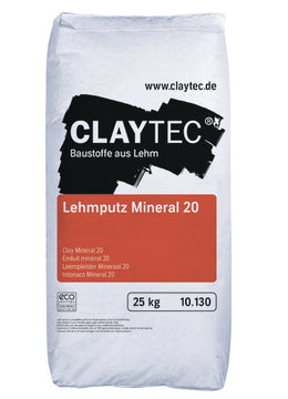 Claytec Mineral 20 Lehmputz für innen, Unterputz in 25 kg Sackware