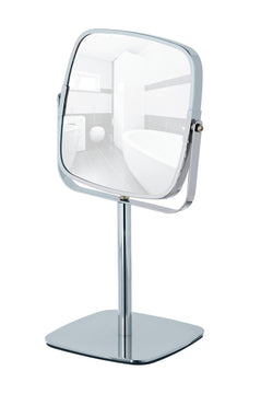 WENKO Kare Kosmetik-Standspiegel quadratisch silber, 5-fache Vergrößerung