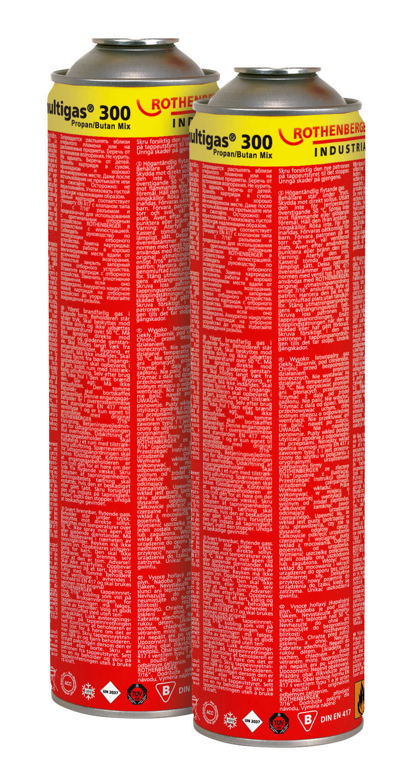 ROTHENBERGER Multigas Vorteilspack, Gasmixtur Kartusche, 2 x 600 ml