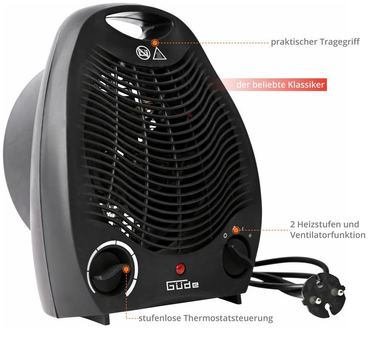 Güde Heizlüfter GH 2000 B, Elektroheizgerät für Innenbereich