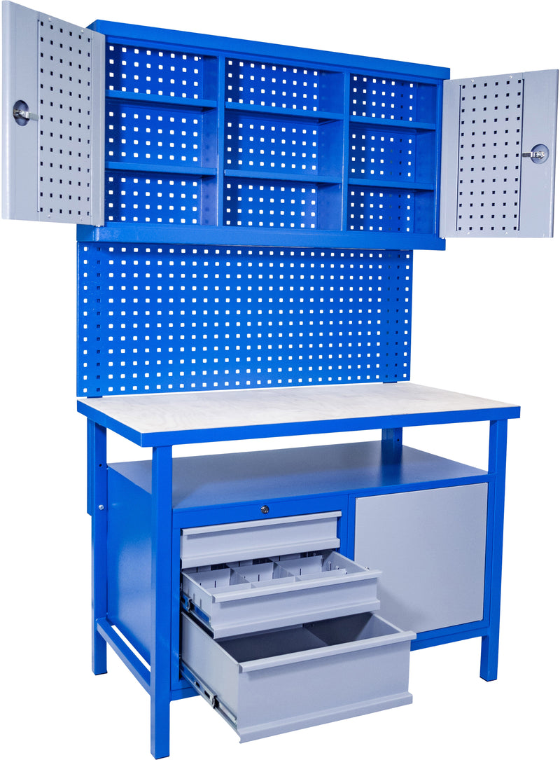 Güde Werkbank-Set 3-teilig in Holz/SStahl, Breite 1200 mm