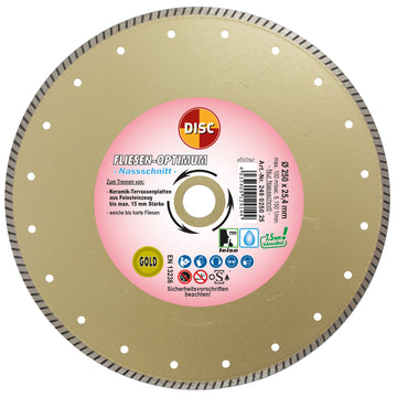 DISC Fliesen-Optimum Diamanttrennscheibe 250 mm für Nassschnitt