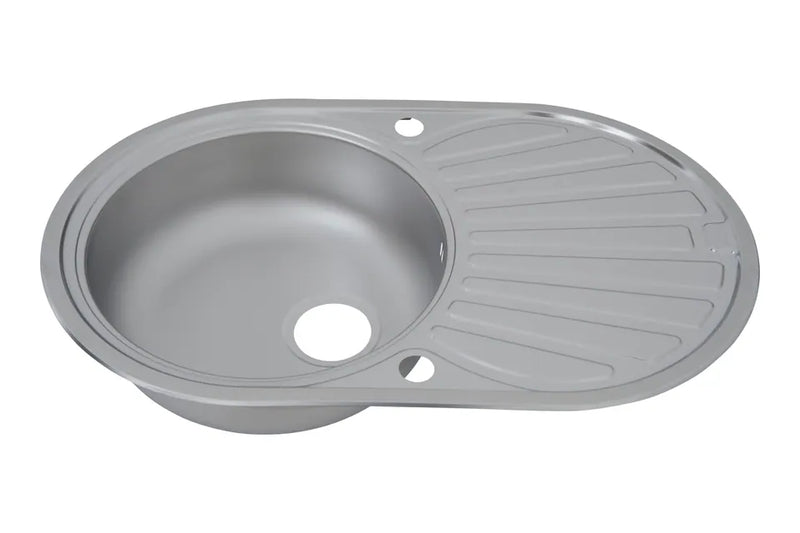 respekta Cansas Oval Einbauspüle Edelstahl silber, 860 x 500 x 200 mm, mit Garnitur