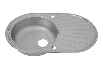 respekta Cansas Oval Einbauspüle Edelstahl silber, 860 x 500 x 200 mm, mit Garnitur