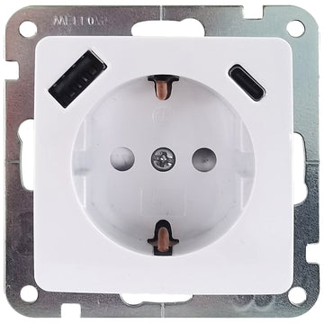 INTER-UNION Monaco Steckdose mit USB A/C ultraweiß