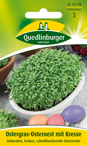 QUEDLINBURGER Saatgut Ostergras-Osternest mit Kresse PG 3 Basis (0,5 m²)