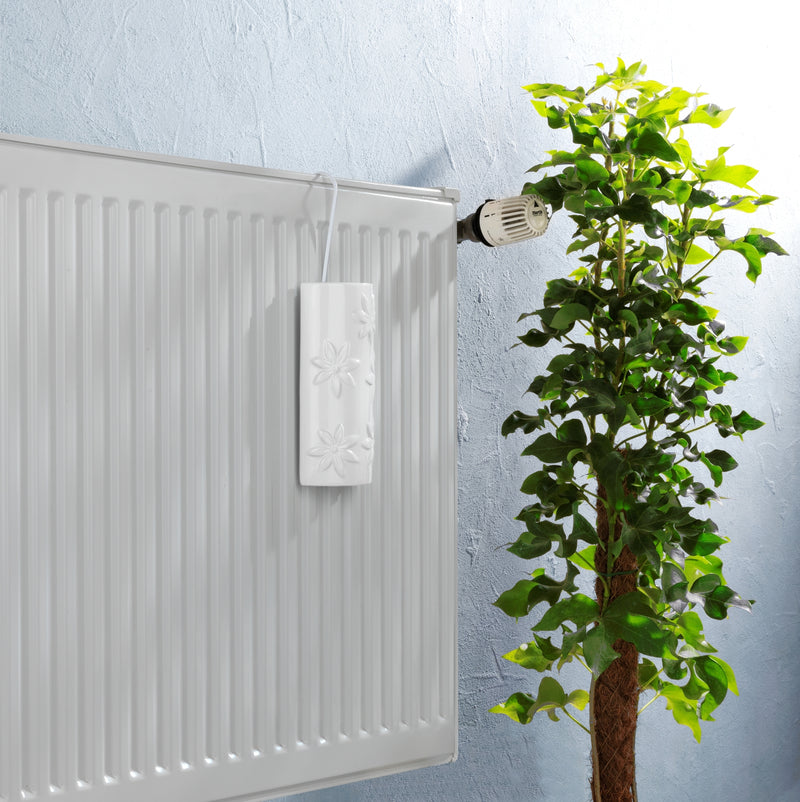 WENKO Luftbefeuchter nicht elektrisch Keramik weiß, flach Blumen