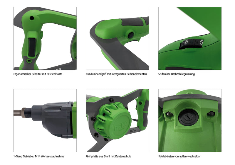 BERG Tectool Rührwerk BERG MX 14, 1400 W, 1-Gang bis 0–800 U/min