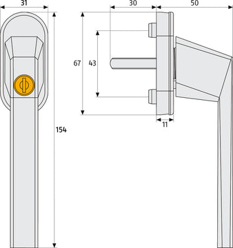 ABUS FG110 Fenstergriff weiß, abschließbar mit Schlüssel