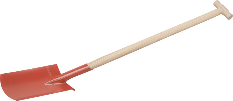 MEISTER Gärtnerspaten rot lackiert, Schaufel mit T-Form, 18 cm Breite