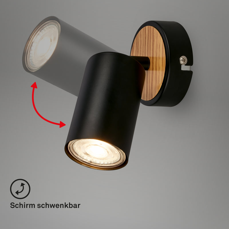 BRILONER Leuchten Spotleuchte Schwarz-Holz 1xGU10