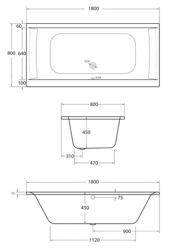 Ottofond Badewanne Rosa Einbau-Badewanne aus Sanitäracryl, weiß (1800x800)