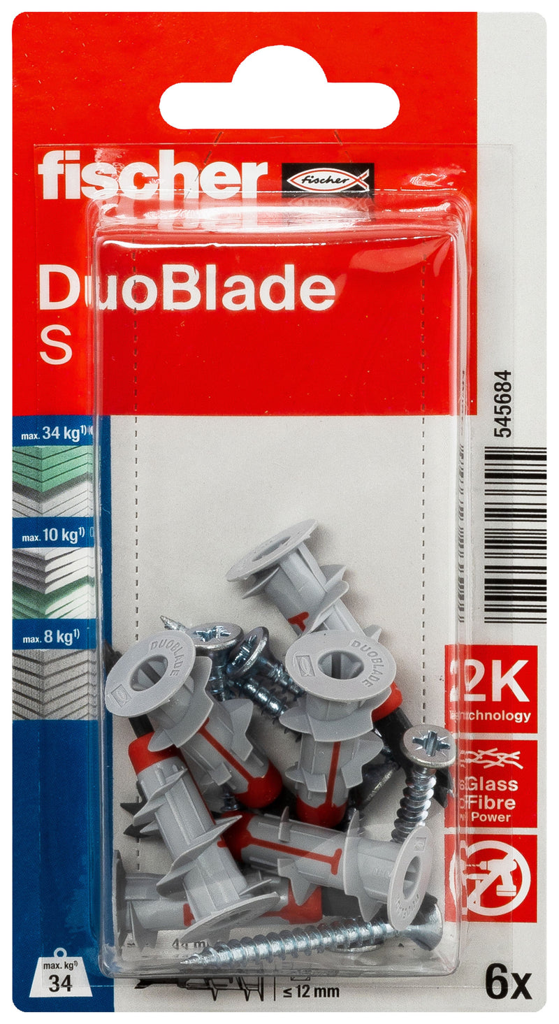 fischer DuoBlade S K Gipskartondübel DuoLine, Länge 44 mm, Nylon