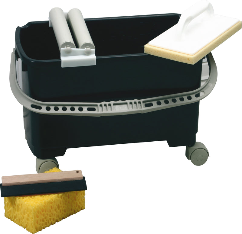 TRIUSO Fliesenleger-Waschset 4-teilig, schwarz, 22 l Eimer