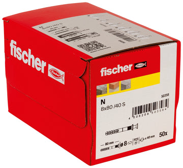 fischer Nageldübel N 8x80/40 S mit Senkkopf, Nylon/galv. verzinkt
