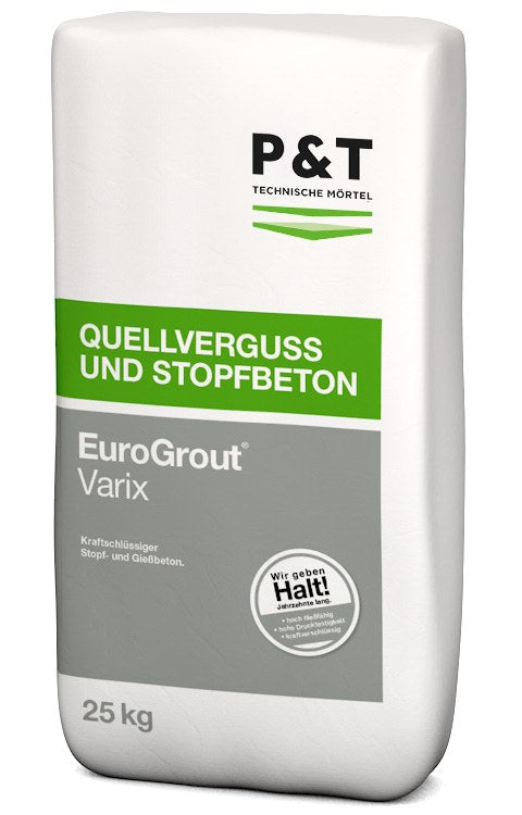P&T EuroGrout Varix Fließ- und Stopfbeton Verguss- & Füllmörtel, außen, 25 kg
