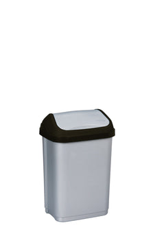 keeeper Swantje Abfallbehälter silber/anthrazit mit Schwingdeckel, 10 l