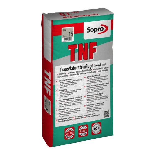 Sopro TNF grauer Zement-Fugenmörtel für Trassnatursteinfugen, 25 kg