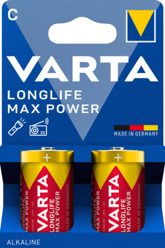 VARTA Longlife Max Power Batterie Typ C, 2er im Einstoffblister