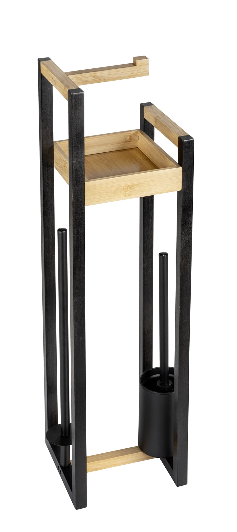 WENKO Braidi Stand-WC-Bürstengarnitur aus Bambus, braun (4-in-1)