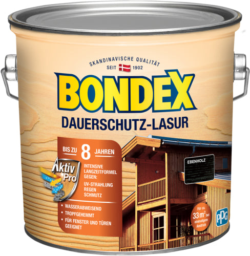Bondex Dauerschutz-Lasur Ebenholz, Holzlasur von PPG, 2,5 L
