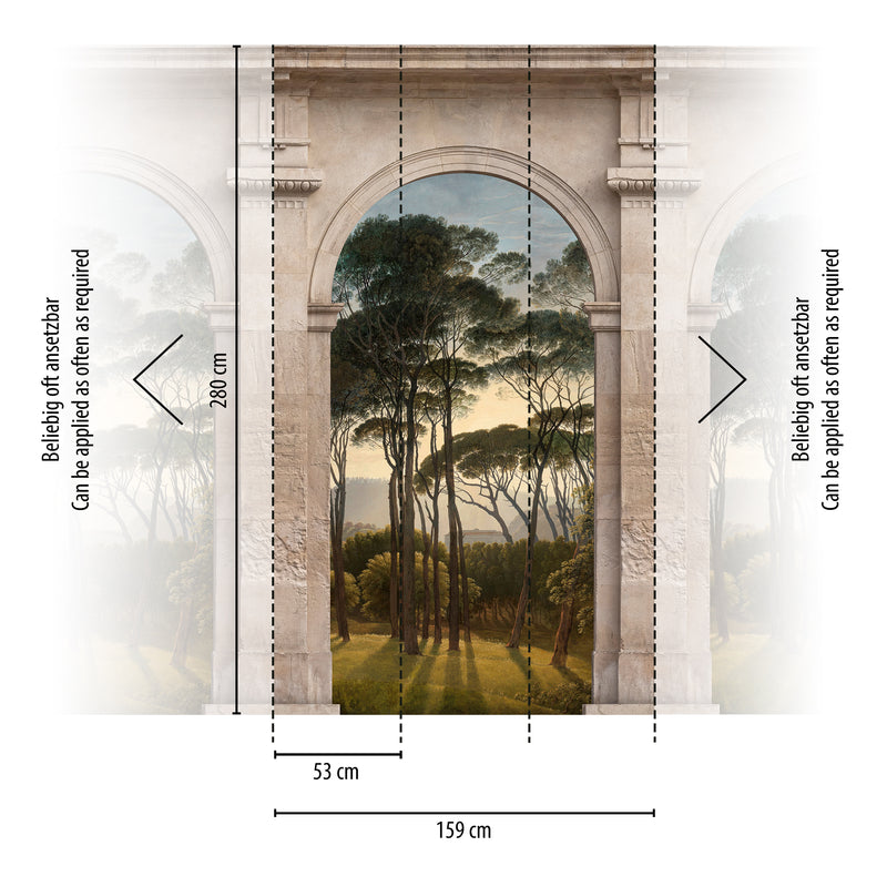 A.S. Creation THE WALL Fototapete 3er Panel Vlies Wald Deko bunt/grau/grün 53 cm