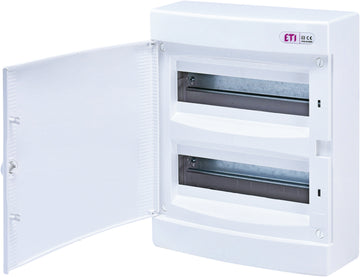 UNITEC Aufputz-Kleinverteiler 2-reihig, weiß, Tür, IP40