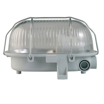 INTER-UNION Ovalleuchte grau, 60 W, mit Metallkorb