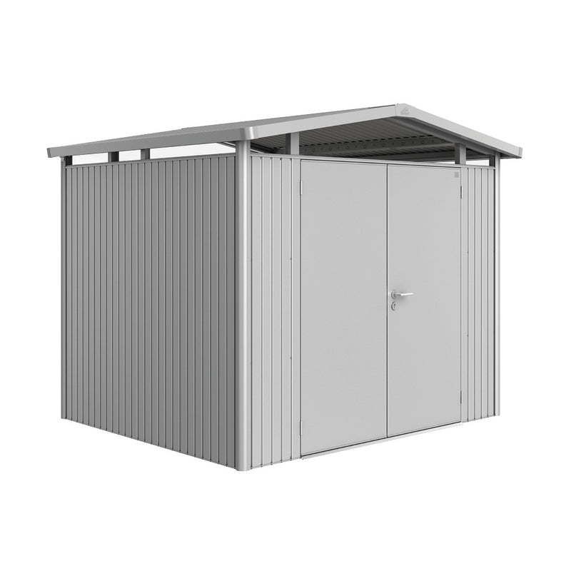 Biohort Gerätehaus Panorama P3 (273 × 238 × 227 cm) Silber-metallic Doppeltür