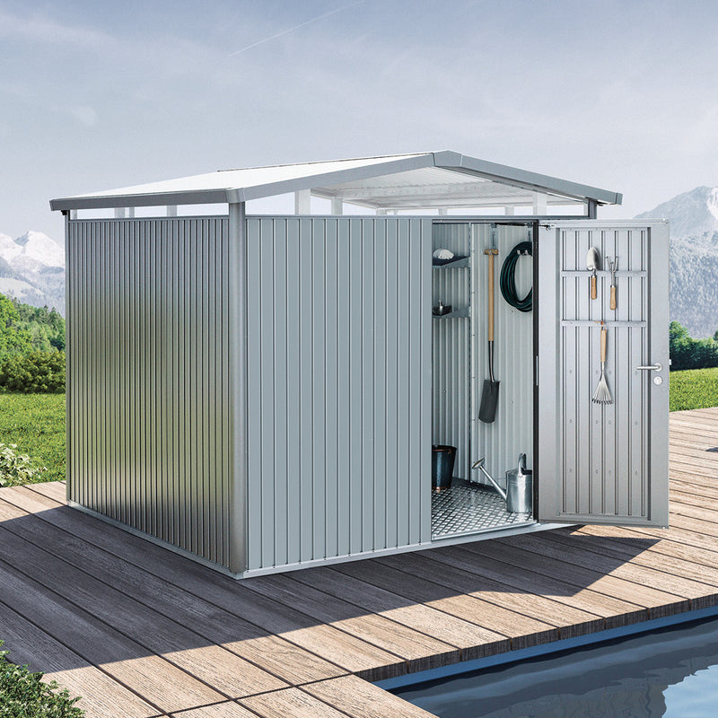 Biohort Gerätehaus Panorama P4 (273 × 278 × 227 cm) Silber-metallic Standardtür
