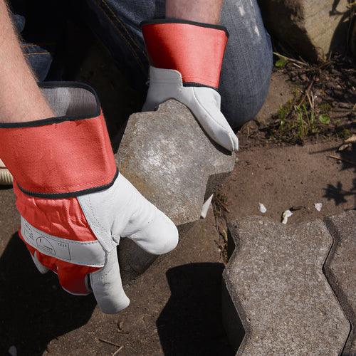 CONNEX Handschuhe Vollleder stark, Größe – weiß/rot