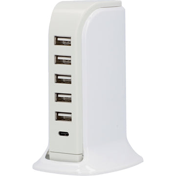 UNITEC A/C 6-Port-USB Ladestation, weiß