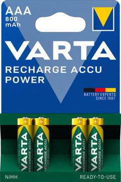 VARTA Recharge Akku AAA 1,2V, 4er im Blister (800 mAh)