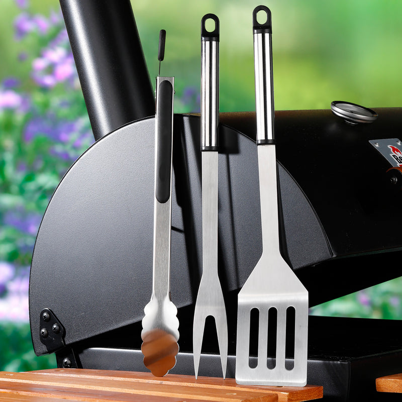Haushalt International Grillbesteck 3-teilig, bestehend aus Wender+Gabel+Zange