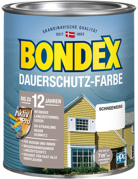Bondex Dauerschutz-Farbe schneeweiß, Holzfarbe von PPG, 0,75 L