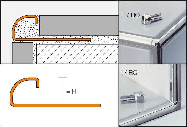 Schlüter RONDEC-EB/ED Außenecke Dekorprofil edelstahlimitat H=10 mm