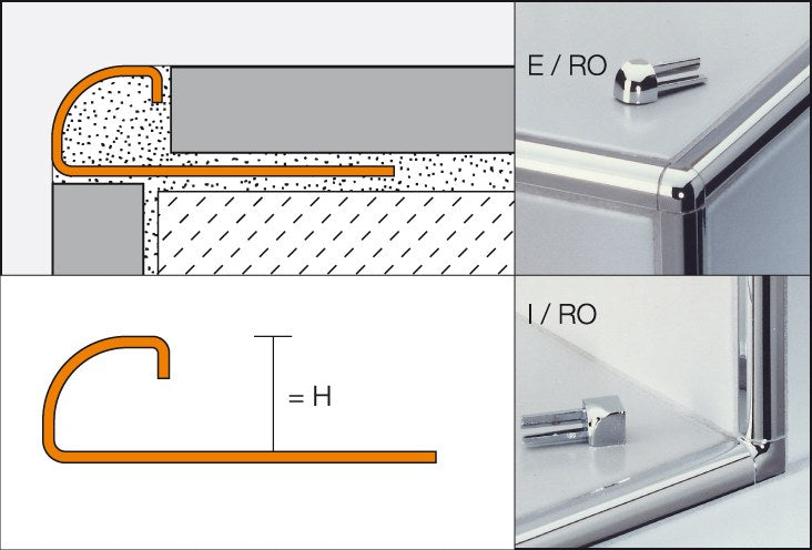 Schlüter RONDEC-E/ID Innenecke Dekorprofil edelstahlimitat H=11 mm