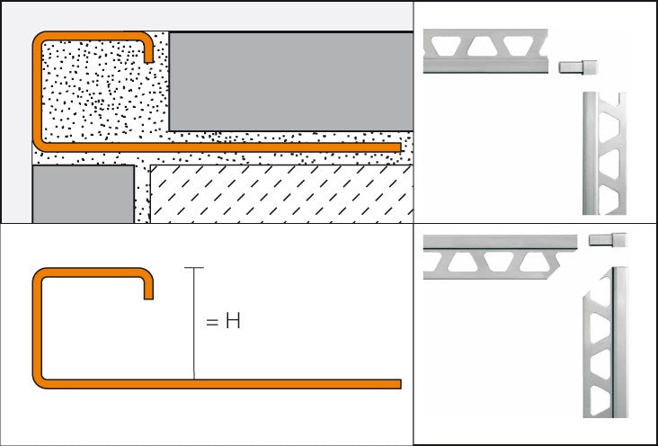 Schlüter QUADEC Außenecke Edelstahlimitat, ED/Q110E, H 11 mm