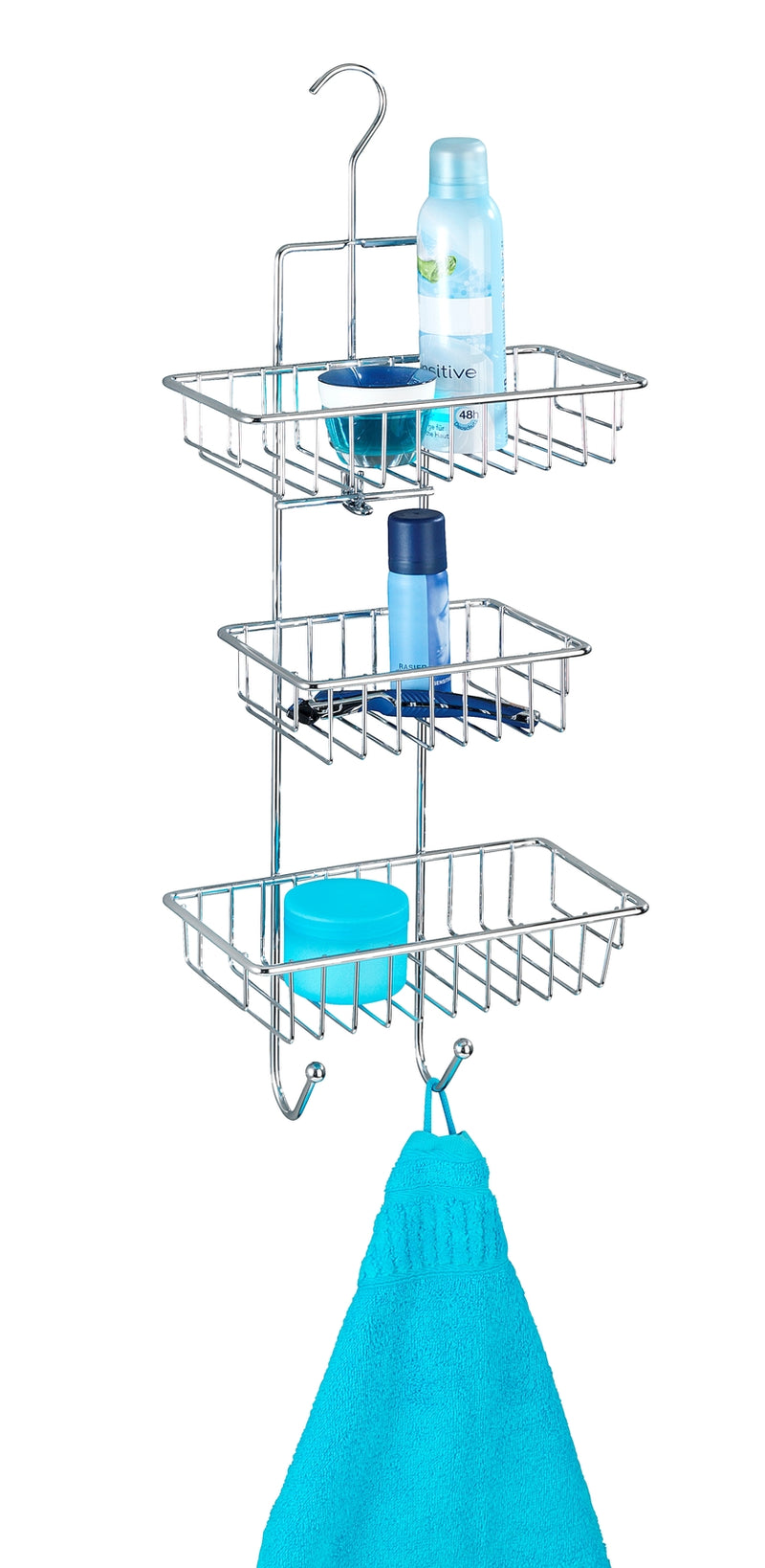 WENKO Milano Duschcaddy, verchromt, mit 3 Ablagekörben