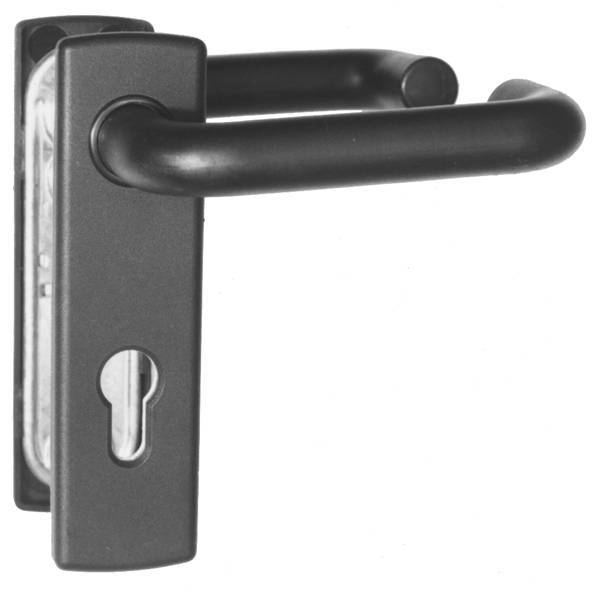 Bever FH-Drückergarnitur PZ 72/9 mm schwarz mit Kurzschild (U-Form)